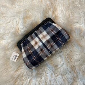 J. Crew Black and Plaid Clutch